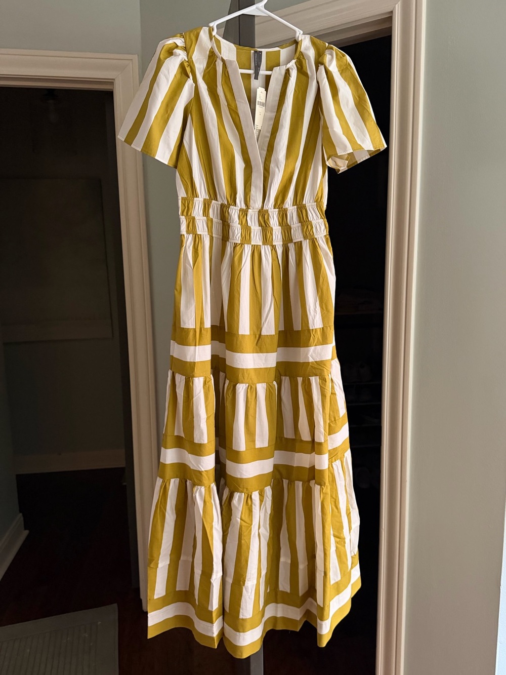Anthropologie Ivory Striped Somerset Dress